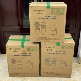 1 Thùng cốc nhựa PP 360ml 500ml 700ml đáy bằng chưa kèm nắp