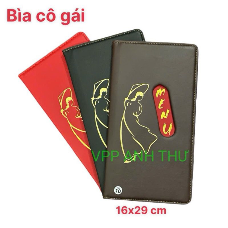 CUỐN BÌA MENU DA 10-20 LÁ Cô Gái( 16x29cm)
