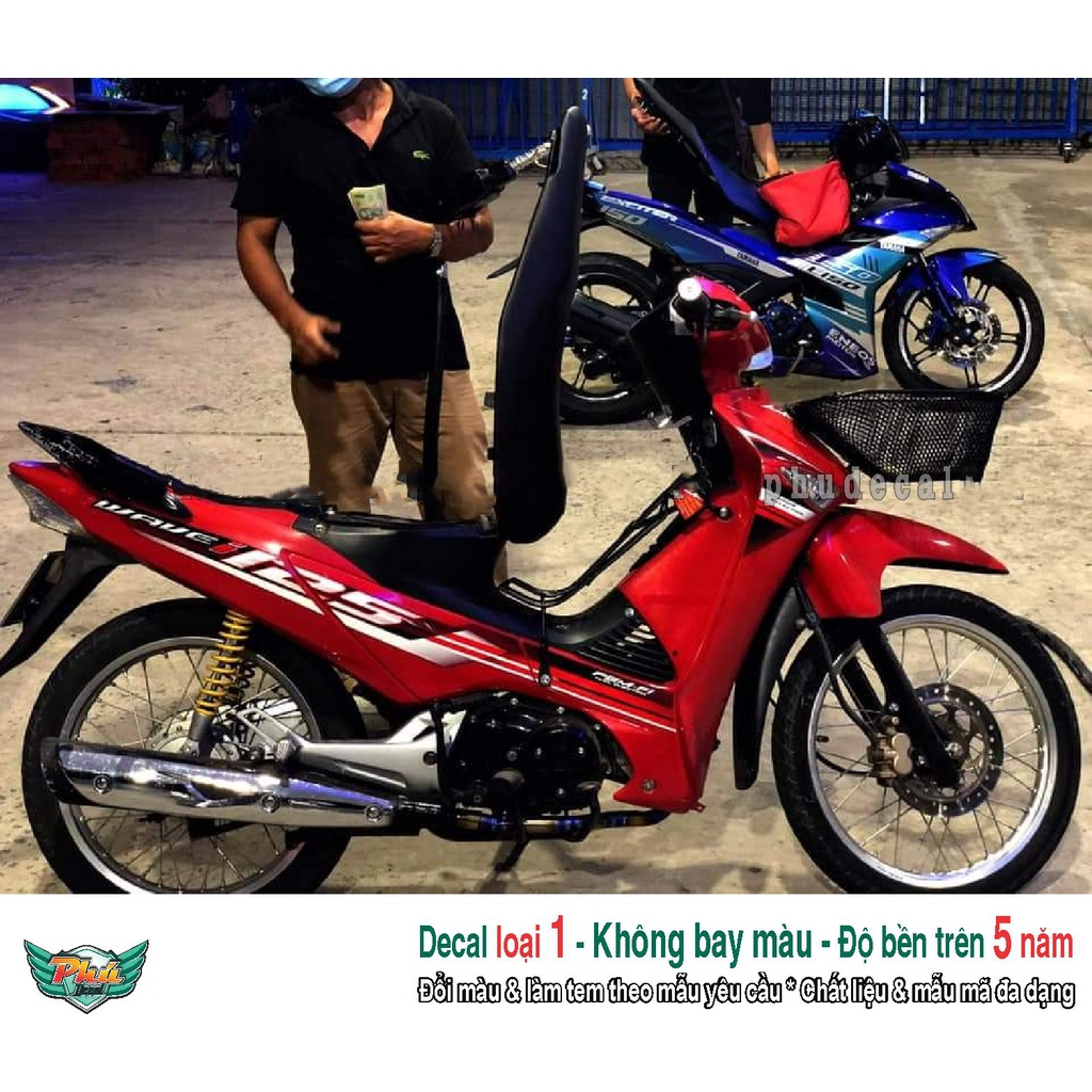 Tem rời Wave 125 i đỏ trắng đen (F)