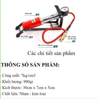 Bơm hơi đạp chân cho xe đạp xe máy, bơm mini 1 piston
