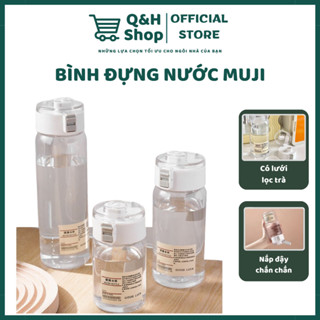  Bình Nước Cao Cấp 350 550 800ML Chất Liệu Nhựa Trong Suốt Phong Cách Tối Giản - QH Shop 