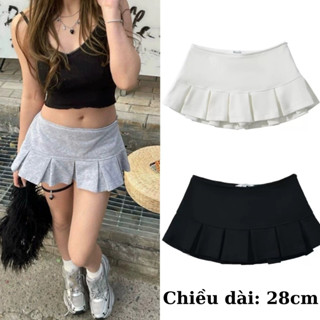  Chân váy xếp ly dáng ngắn chân váy ngắn xếp ly to Y2K chất liệu da cá mềm mịn SK22 