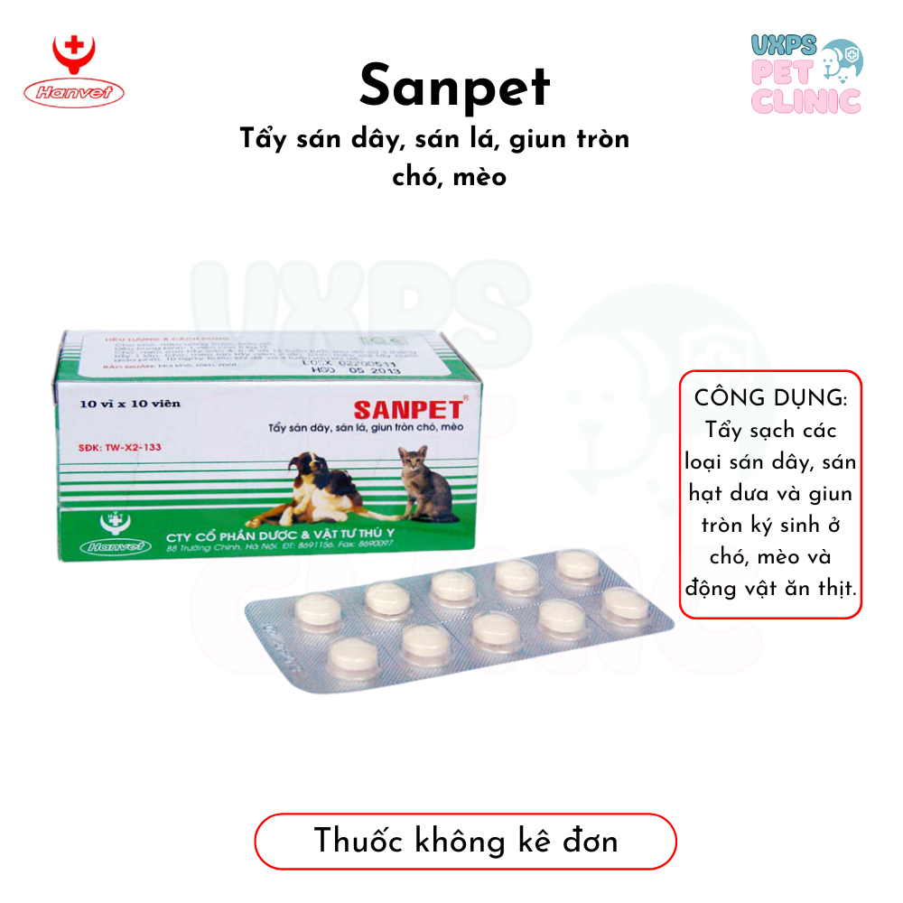 Sanpet - Tẩy Sán Lá Dây, Sán Lá, Giun Tròn Cho Chó Và Mèo