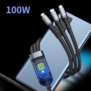 Dây Cáp Sạc I-P Sam-sung OP-PO 3 Đầu SẠC Nhanh Micro USB/Type C/2A cho i.OS/An.droid