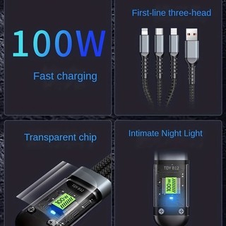 Dây Cáp Sạc I-P Sam-sung OP-PO 3 Đầu SẠC Nhanh Micro USB/Type C/2A cho i.OS/An.droid