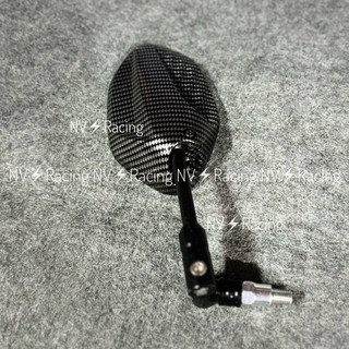 Kính chiếu hậu 5 cạnh nhúng carbon chân đen kèm xoay 360 độ