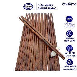  Đũa Gỗ Trắc Vuông HAHANCO  10 Đôi  Vân Gỗ Đẹp  Siêu Bền  An Toàn Cho Sức Khỏe - CTH701TV 