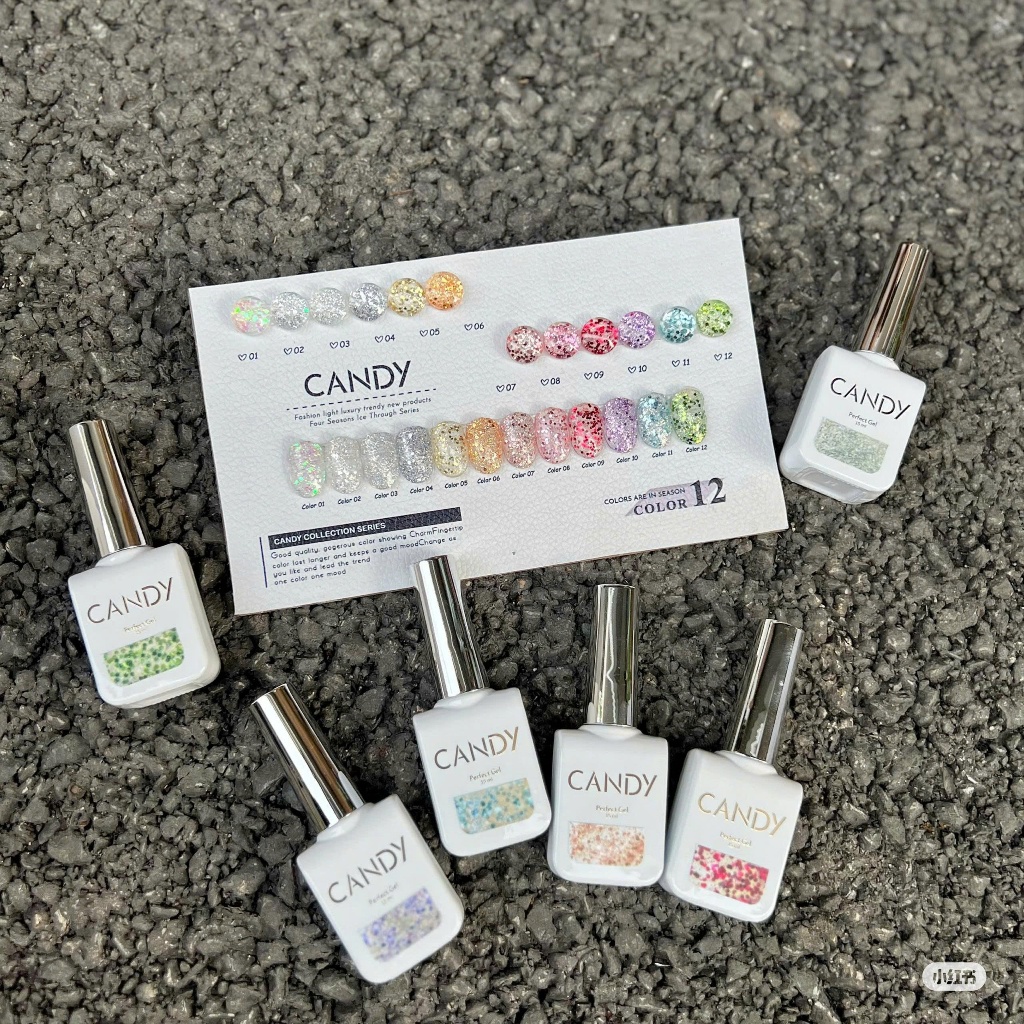 Set sơn gel CANDY chính hãng 12 màu(kim tuyến lấp lánh)