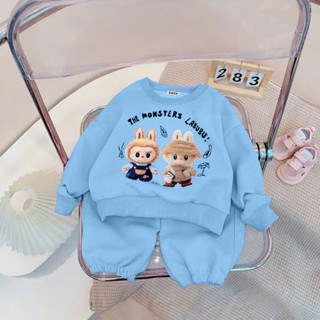 BỘ LABUBU DÀI TAY THU ĐÔNG CHẤT LIỆU NỈ DA CÁ TÀU DÀY DẶN CHO BÉ 8-20KG