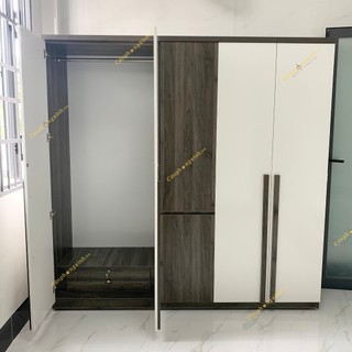 Tủ quần áo, tủ áo 5 cánh tay nắm gỗ, có ngăn hộc kéo đồ năng, cn MDF, CPX-T01