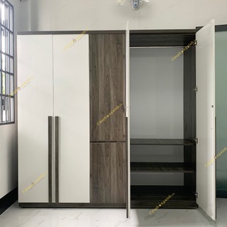 Tủ quần áo, tủ áo 5 cánh tay nắm gỗ, có ngăn hộc kéo đồ năng, cn MDF, CPX-T01
