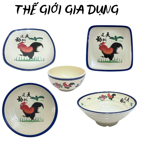 Chén Tô Đĩa Gà-Tô Nhựa Gà Melamine Cao Cấp-Tô Phở Nhựa Cao Cấp- đĩa nhựa sâu lòng