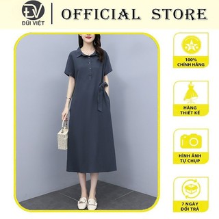 Đầm Linen nữ dáng suông dài ngắn tay, Váy sơ mi công sơ nữ kèm dây thắt eo, chất liệu Linen mềm mát cho nữ mặc hè