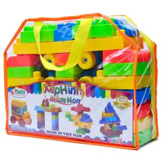 Đồ Chơi Xếp Hình Mầm Non, Bộ Lắp Ghép Cho Bé 72 Chi Tiết Chính Hãng Sato, Hàng Việt Nam Chất Lượng Cao An Toàn Cho bé
