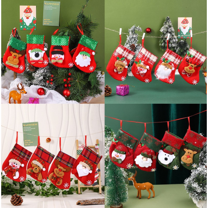 Bộ Sưu Tập Tất Vớ Treo Cây Thông Giáng Sinh Phụ Kiện Treo Trang Trí Noel