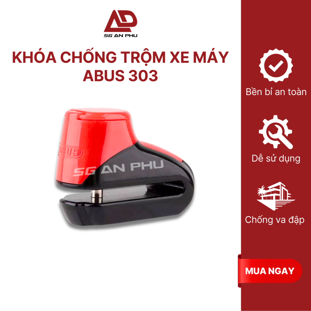 Khóa chống trộm xe máy ABUS 303 RED | NPP SG An Phú