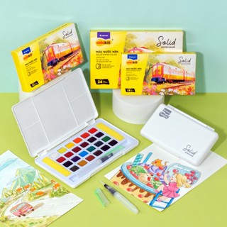 Màu nước nén 12/18/24 màu - Solid Water Color Thiên Long Colokit - Đạt tiêu chuẩn châu Âu