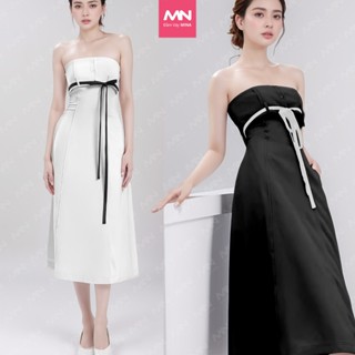 Đầm dự tiệc MINA cúp ngực dáng suông dài midi chất KaKi quyến rũ sang trọng MN244