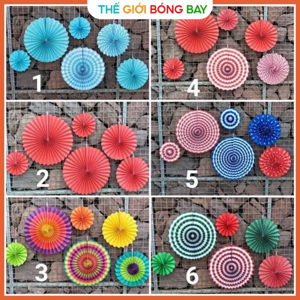 Set 6 quạt giấy trang trí