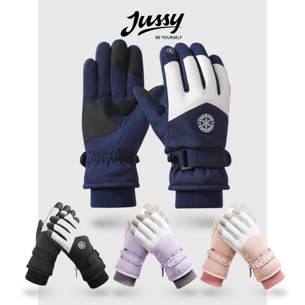 Găng Tay Mùa Đông Size Nam Nữ Lót Nỉ Chống Thấm Nước JG13 Jussy Official Bao Tay Xe Máy Cổ Chun Ngăn Gió Lùa, Tay CảmỨng