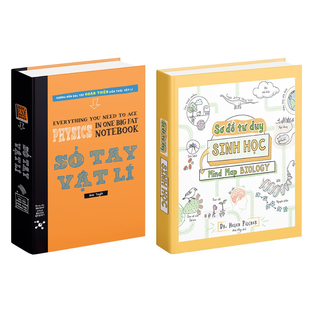 Combo sách Sổ tay vật lí và Sơ đồ tư duy sinh học 2 cuốn Bìa cứng in màu - Á Châu Books