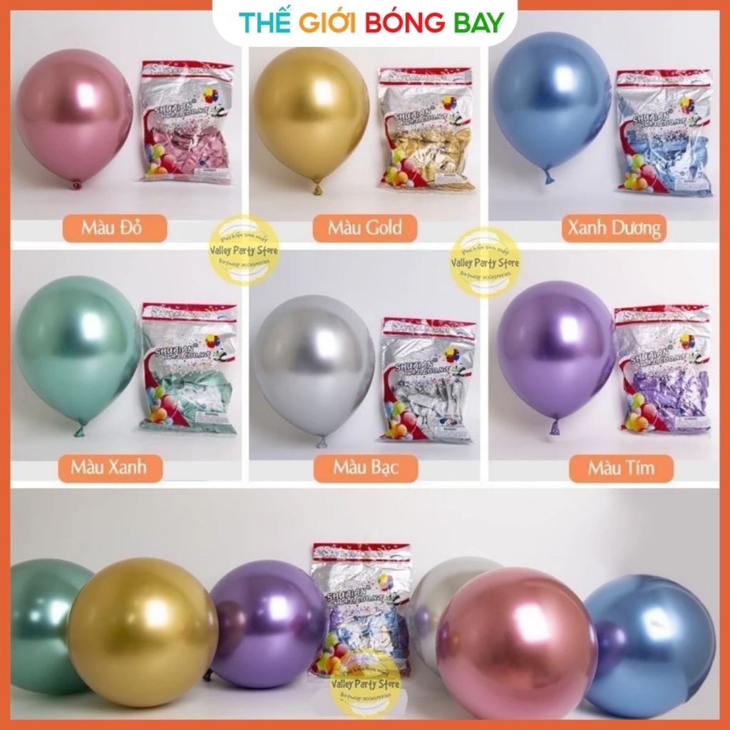 Set 10 bóng mạ chrome siêu nhũ