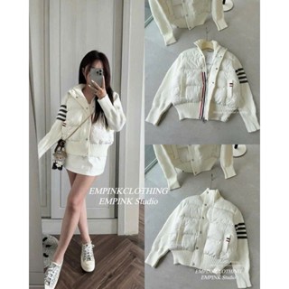  ÁO PHAO BOMBER PHỐI TAY LEN DỆT KIM 3 SỌC PHONG CÁCH HÀN QUỐC HÀNG QCL1 K36 