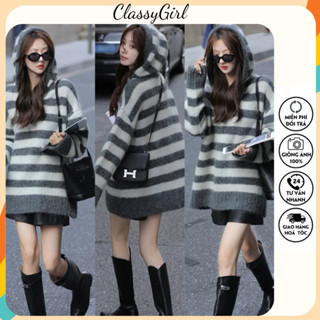  Áo len hoodie nữ có mũ trùm đầu phong cách Hàn Quốc Áo Sweater dệt kim form dáng rộng dài tay unisex Ulzzang 