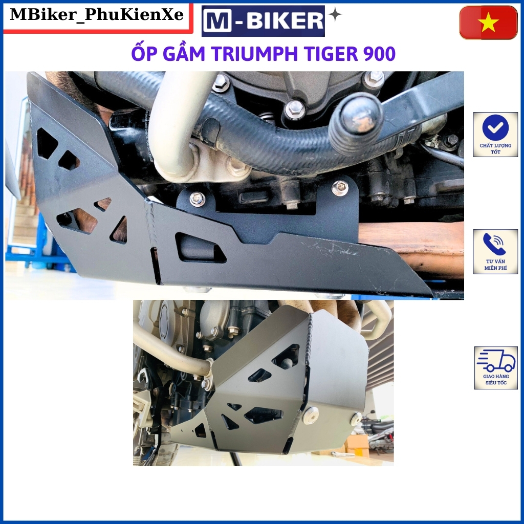 Ốp gầm tiger 900, tiger 850, bảo vệ gầm tiger, bảo vệ lốc máy tiger, phụ kiện tiger 900-850, mbiker