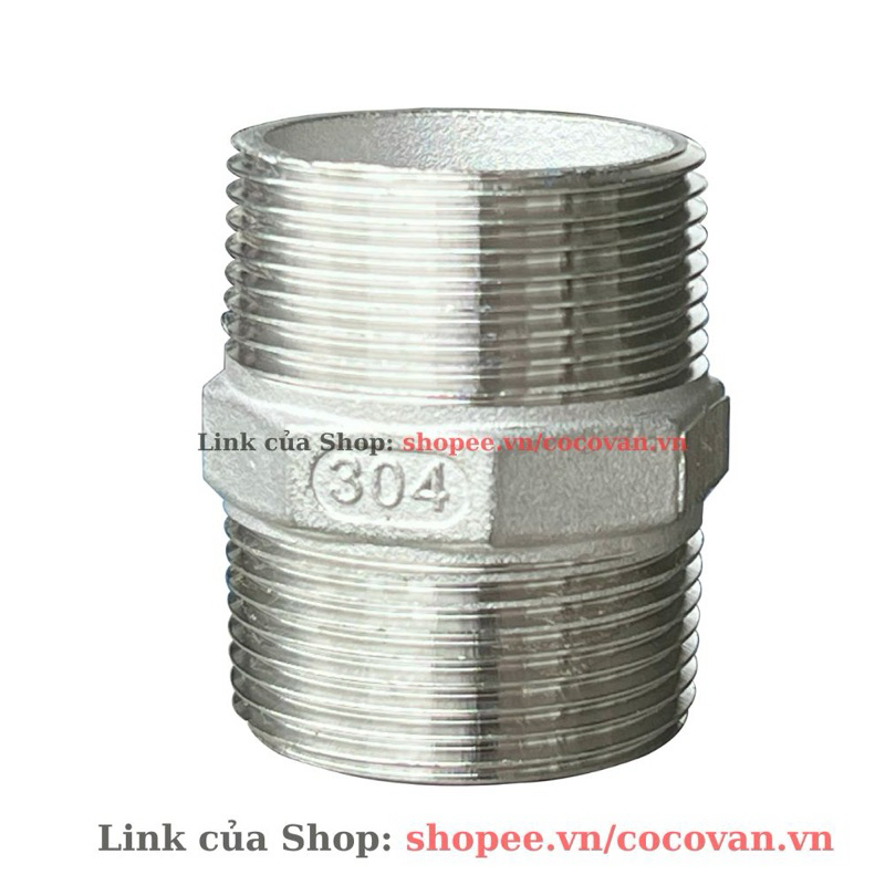 Nối hai đầu ren ngoài inox
