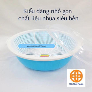  Rổ nắp bầu dục Việt Nhật bộ rổ nhựa kèm chậu có nắp đậy rửa rau hoa quả cao cấp tiện lợi 3278-3279 