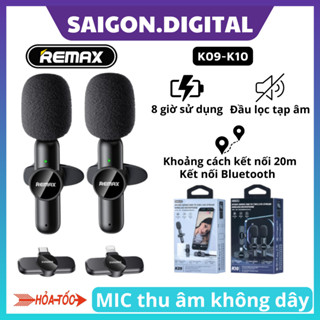 Bộ Micro Thu Âm Không Dây Cài Áo Remax K09/K10 -Mic Lọc Tiếng Ồn -Hỗ Trợ Quay Video, Livestream