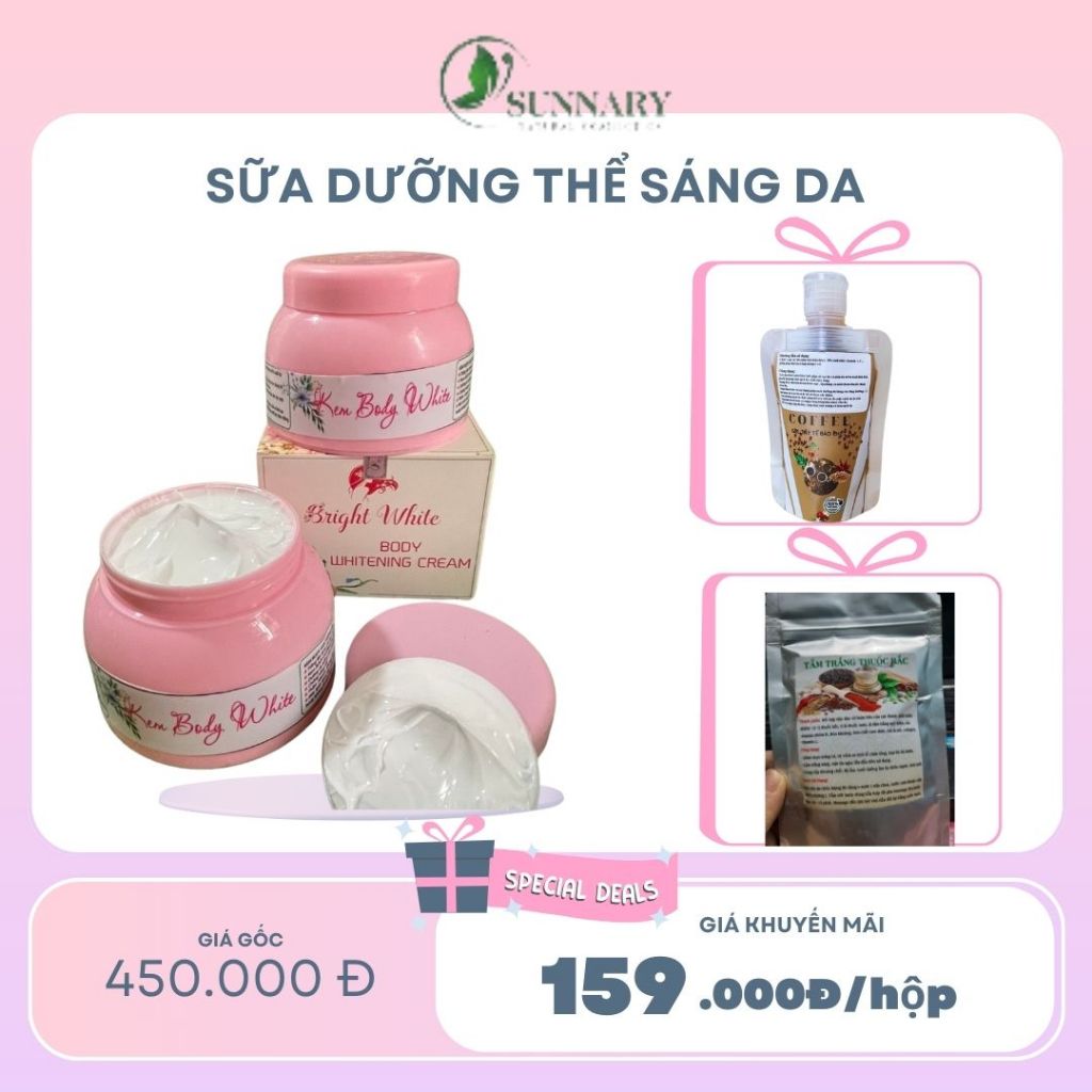 COMBO BODY DƯỠNG VÀ Bột Tắm trắng THẢO MỘC 100gr SẠCH THÂM NÁM TRẮNG HỒNG
