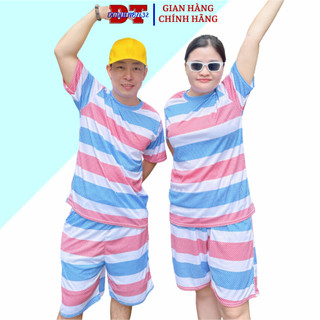 Bộ cộc tay phong bạt thun lạnh họa tiết kẻ sọc caro phong cách trẻ trung ,bộ quần áo nam nữ thể thao phối quần sọt đùi