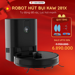 Robot Hút Bụi Lau Nhà KAW - Lực Hút Mạnh, Cảm Biến Thông Minh, Tích Hợp Đổ Rác, Khoanh Vùng Bản Đồ