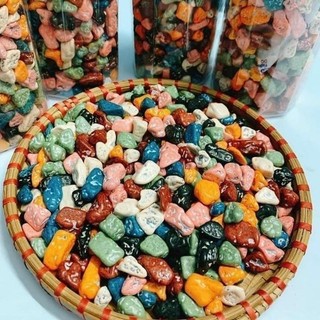 Kẹo socola sỏi đá sắc màu, socola viên sỏi, kẹo sỏi nhân socola (hũ 300g)