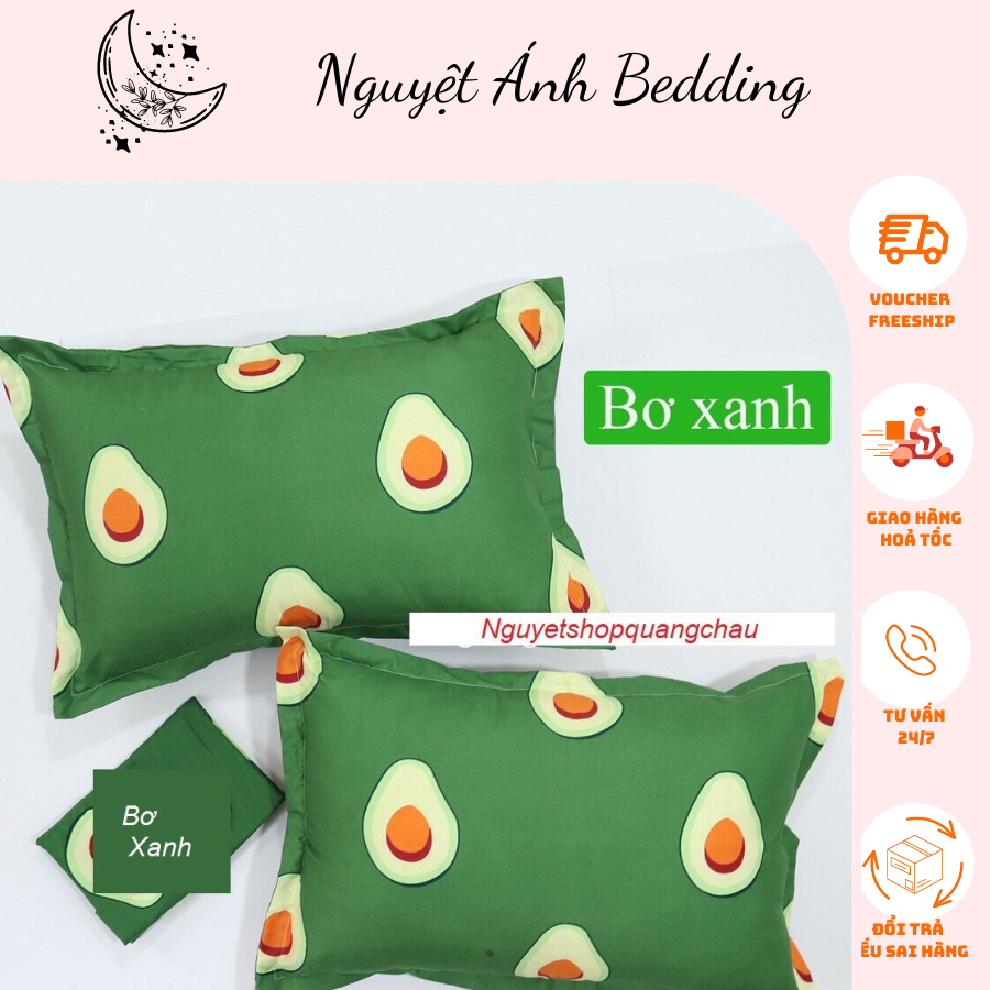(siêu giảm giá) Áo gối nằm, vỏ gối đầu poly cotton mẫu Trái Bơ Xanh bao bọc gối nằm nhiều mẫu mới