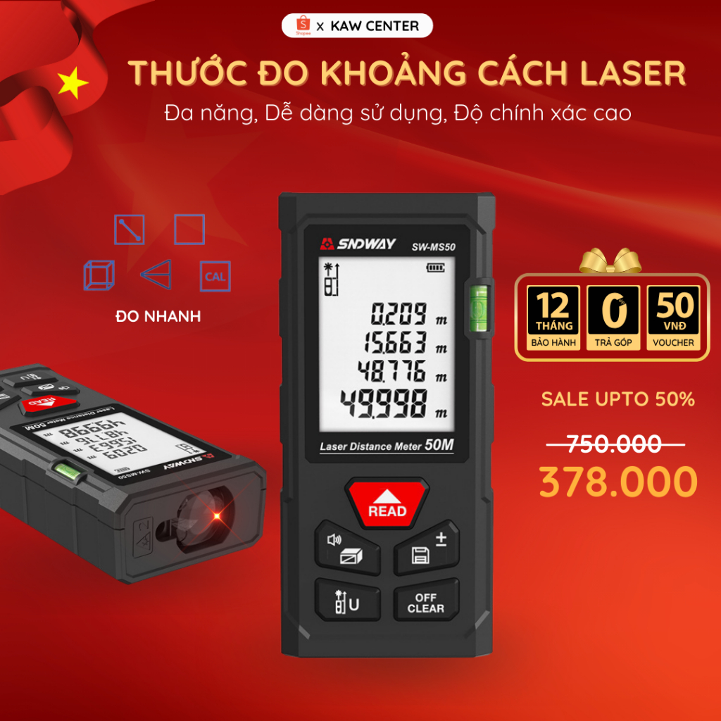 Thước Đo Khoảng Cách Laser KAW Loại 40m/50m/70m Đa Năng - Dễ Dàng Sử Dụng Từ Xa, Độ Chính Xác Cao