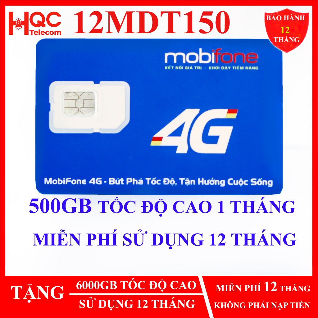 Sim 4G Mobifone 12MDT50 MDT250A, 100GB, 500GB, 75GB, 12MDT150 21G12 12MAX90 12FD50 (có E SIM) SIM DA