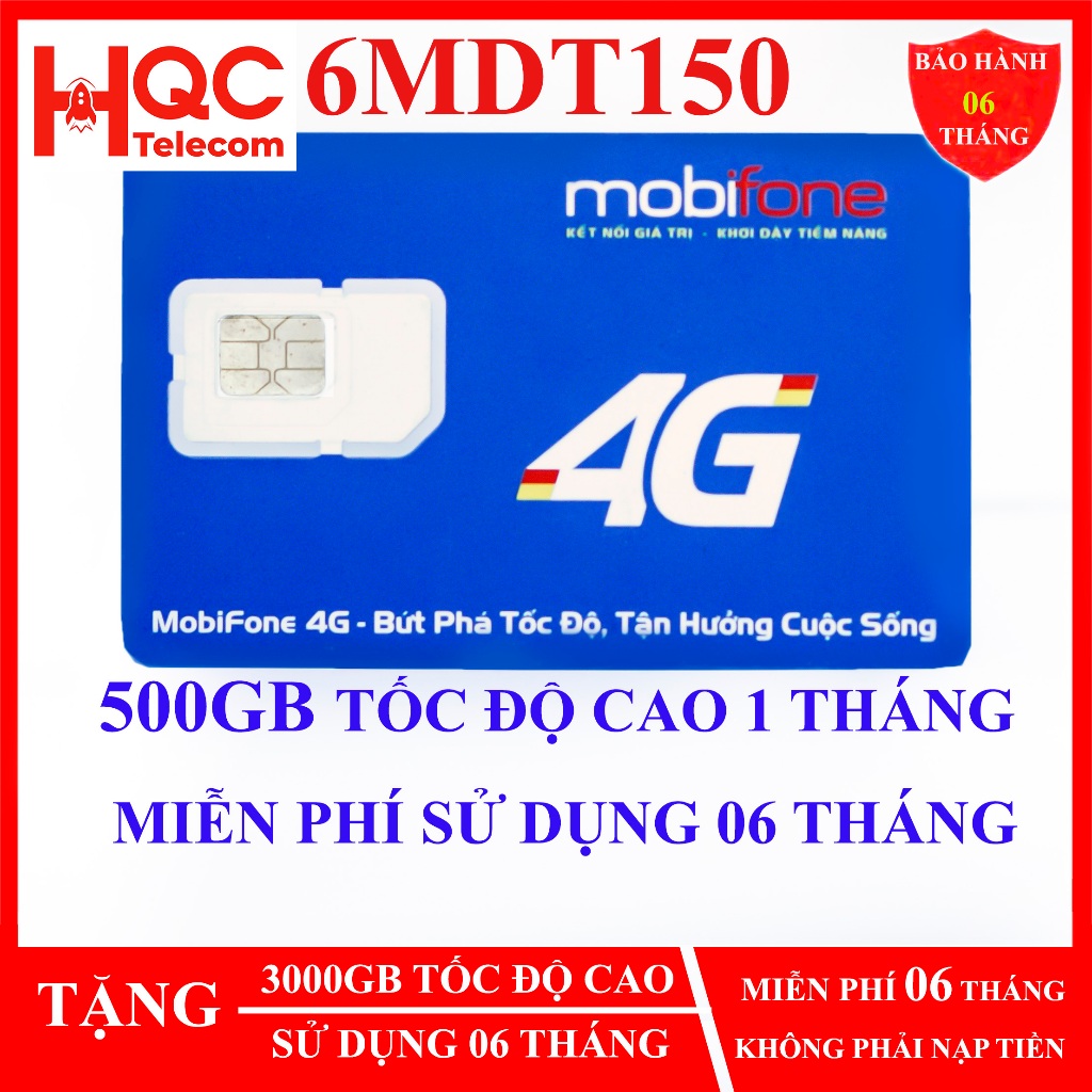 Sim 4G Mobifone 75GB, 100GB, 500GB, 12MDT50 12MDT150 21G12 12MAX90 12FD50  MDT250A (có E SIM) HQCTEL