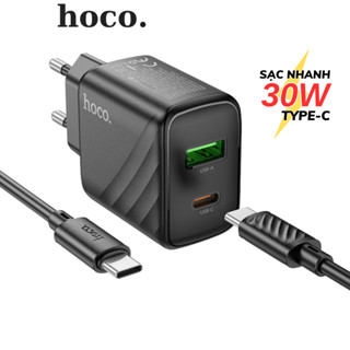 Bộ sạc nhanh Type C 30W Hoco Củ sạc 2 cổng PD30W siêu bền cho androi samsung oppo xiaomi iP 15 16