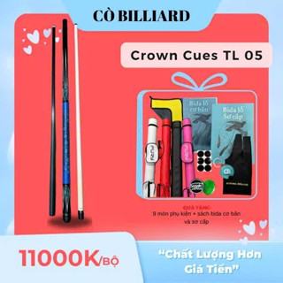  cơ bida lỗ Crown Cues TL 05   ngọn mộc công nghệ king power     tặng kèm 9 món pk + sách bida cơ bản và sơ cấp   
