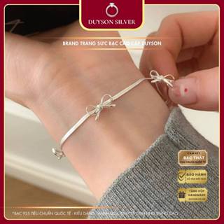  Lắc tay bạc nữ Duyson Silver 3 bông nơ vòng tay bạc 925 dây mì bản dẹt thanh lịch RIBBON  LTKX31  