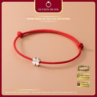 Vòng tay chỉ đỏ Charm cỏ bốn lá bạc 925, lắc tay nữ phong thủy may mắn DUYSON SILVER [LTKX1]