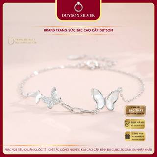 Lắc tay bạc Ý mạ vàng trắng hồ điệp đính đá xà cừ Duyson Silver, vòng tay bạc 925 nữ dễ thương