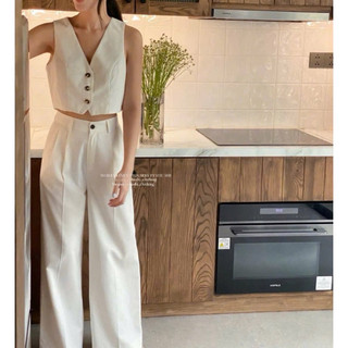 𝐉𝐨𝐲𝐜𝐞 𝐓𝐨𝐩 - Gile Linen Dáng Ngắn 3 Cúc ( ảnh chính chủ )