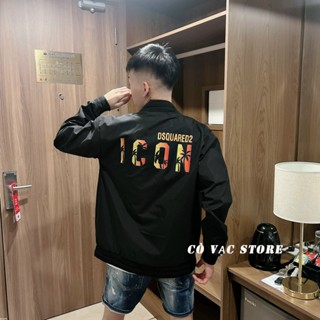Áo Khoác Nam Siêu Cấp DSQ2 AG 544 Màu Đen In Mặt Trước Mặt Sau Chất Liệu Gió Hàn