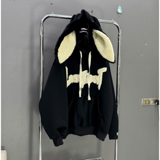 Áo hoodie lông tai thỏ mũ phối chữ thêu LOSRT mã mới siêu hot