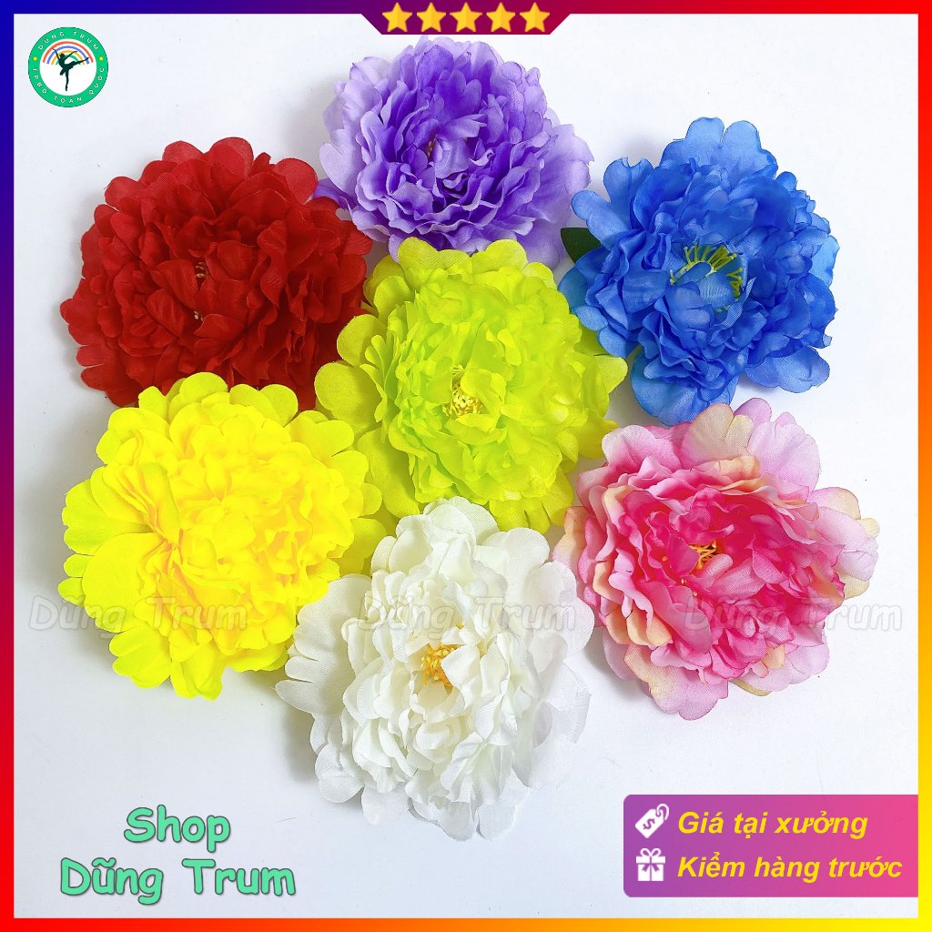 Hoa múa mẫu đơn cầm tay 14cm cho các bé mầm non, hoa cầm tay múa biểu diễn