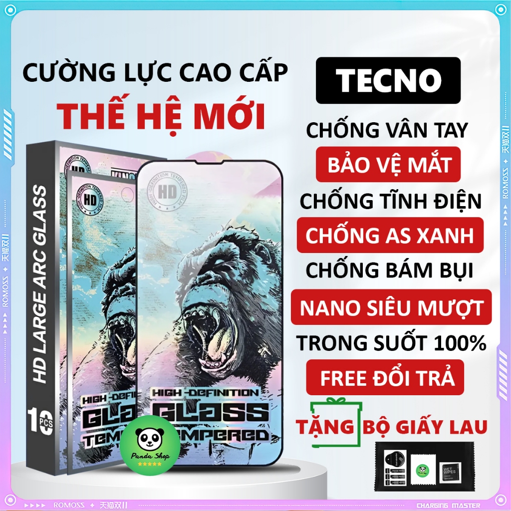 Kính cường lực TECNO Pova 4, 4 Pro, Pova 5, 5 Pro, Pova 6,6 Pro, 6 Neo full màn, Miếng dán màn hình